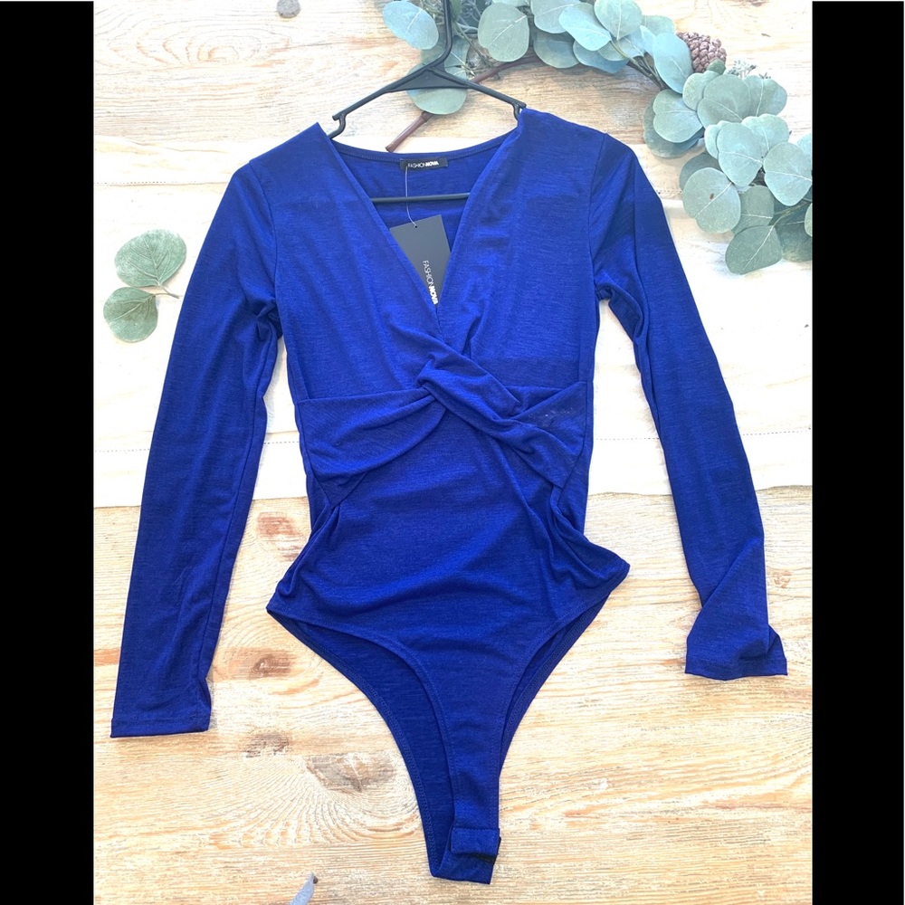 Long sleeve toys blue body suit fashion nova
